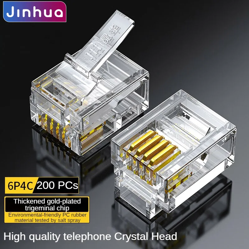 

RJ11 6P4C Telephone Modular Plugs, Gold-Plated Trigeminal Connectors For Landline,Fax,Phone Switch,Splitter, Distribution Frame