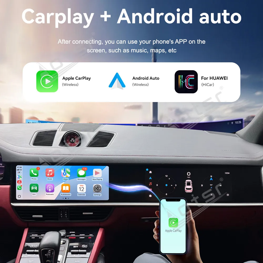 Dual 12.3 Inch Android 13 CarPlay Car Radio For Porsche Cayenne 2018-2023 HD Touch Screen Multimedia Player GPS Navigation Auto