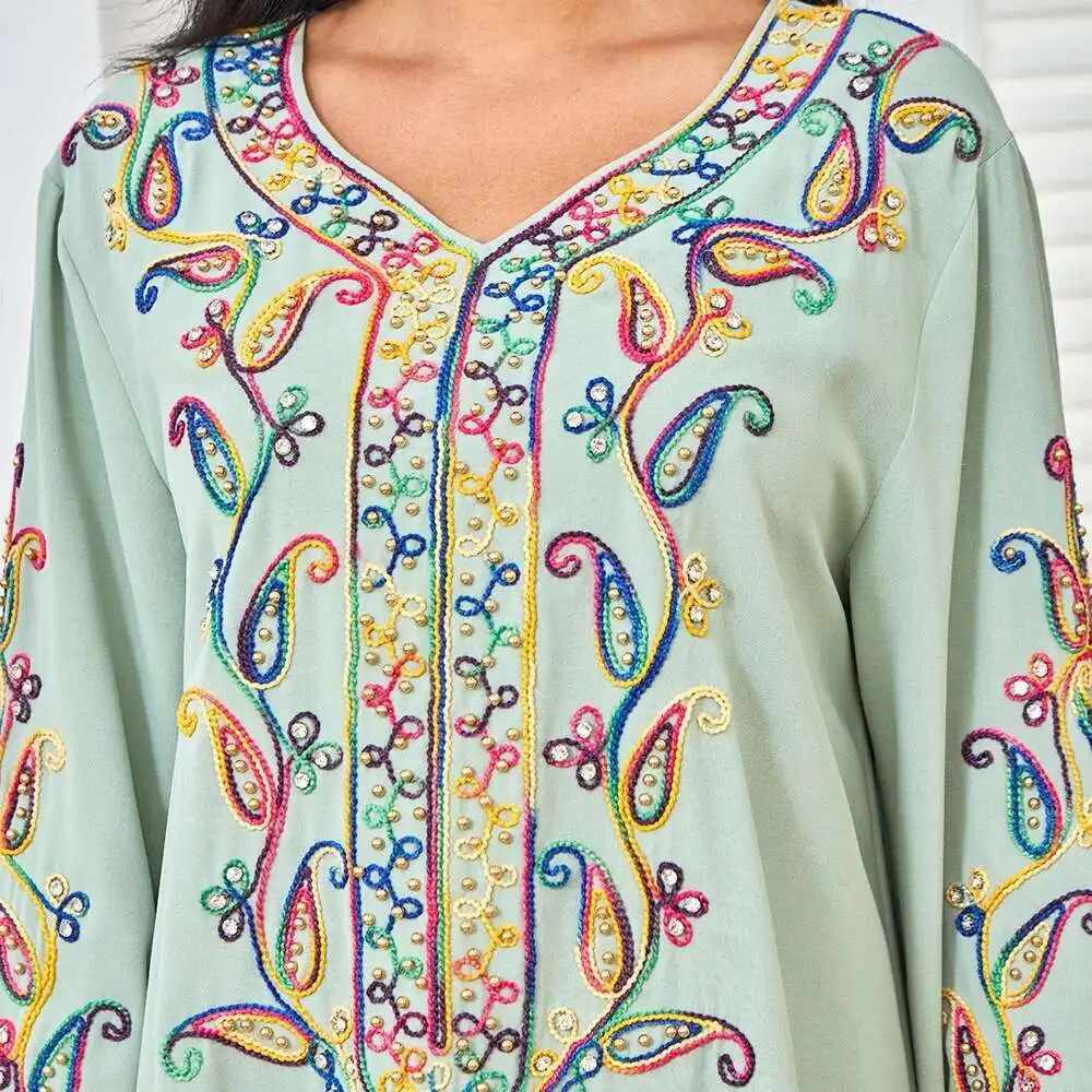 

Women's Muslim Robe Women's Long Dress Dubai Robe Rope Embroidery Craft Party Evening Dress