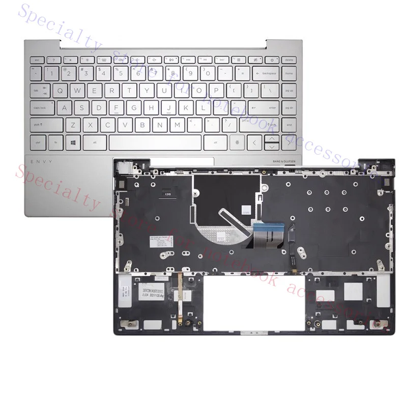 R+ Brand new, suitable for HP Envy 13-BA 13T-BA series palm rest keyboard, silver, backlit, TPN-C145