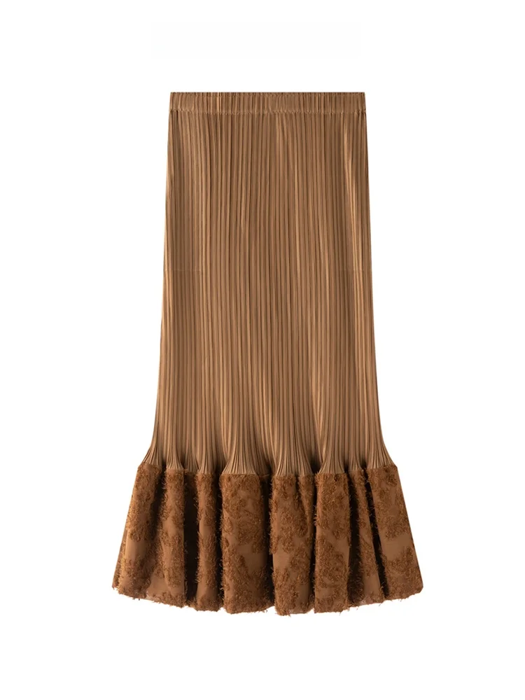 

Модная женская юбка с высокой талией, весенняя, из полиэстера, с драпировкой, длиной три четверти, утягивающая фигуру