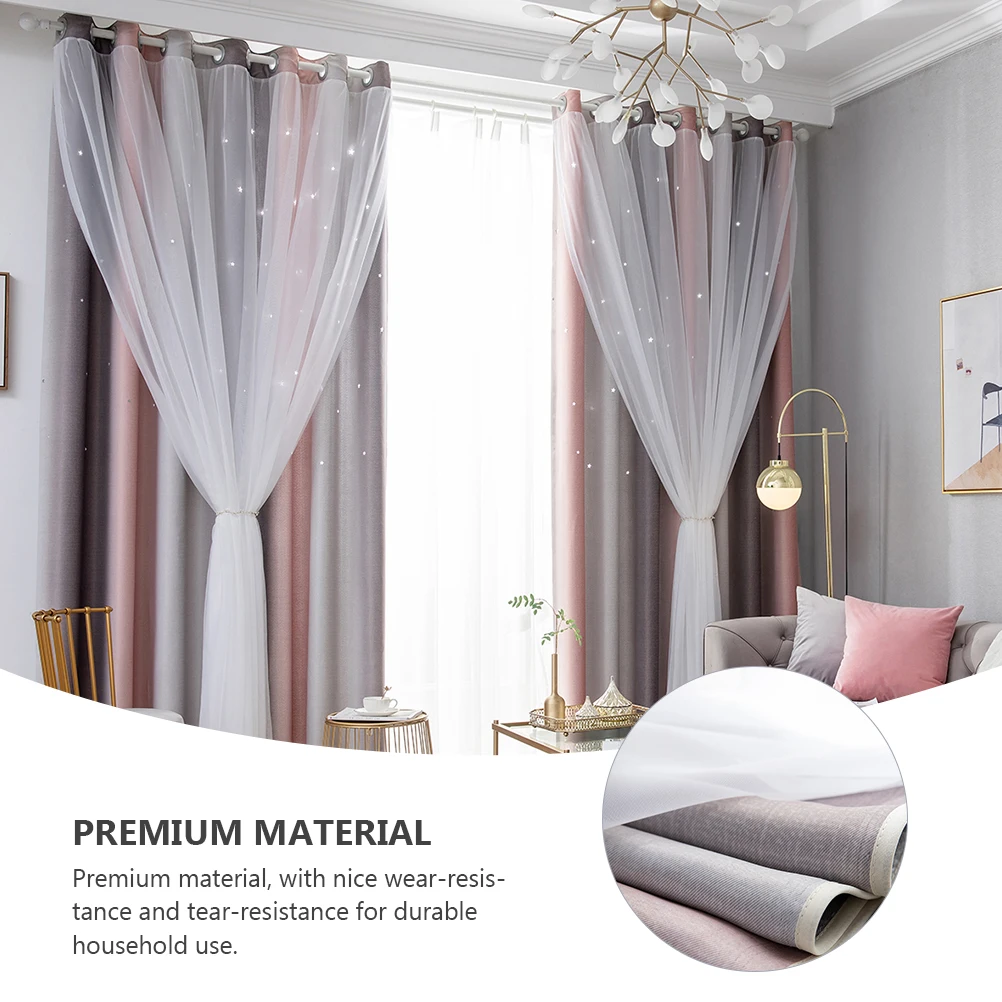 

2pcs Blackout Curtains Double Layer Shade Simple Polyester Bedroom Living Room Window Shading Privacy Insulation Treatment