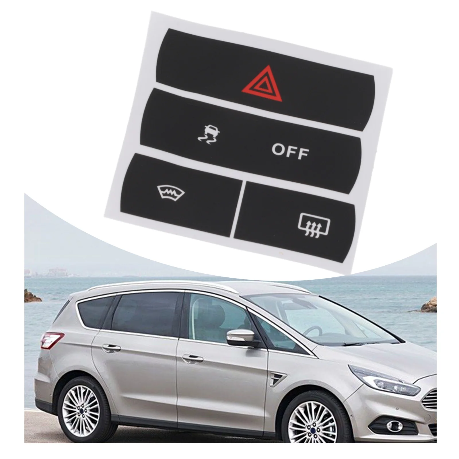 1 Pcs Car Stickers To Repair The Hazard Button Defroster And For ESP For Ford For S-Max Button Repair Decals Sticker