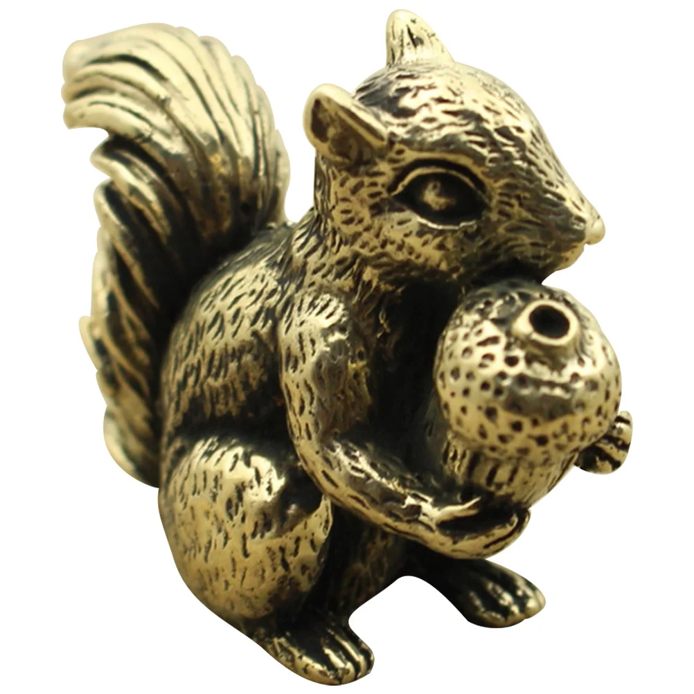 

Retro Copper Squirrel Decor Simulation Tabletop Statue Desktop Accessory Unique Gift for Home Copper Squirrel Statue
