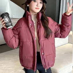 2024 New Small Black Short Down Jacket Outerwear Women Autumn and Winter Puffer Loose Cropped Warm Design Cotton-Padded Coat