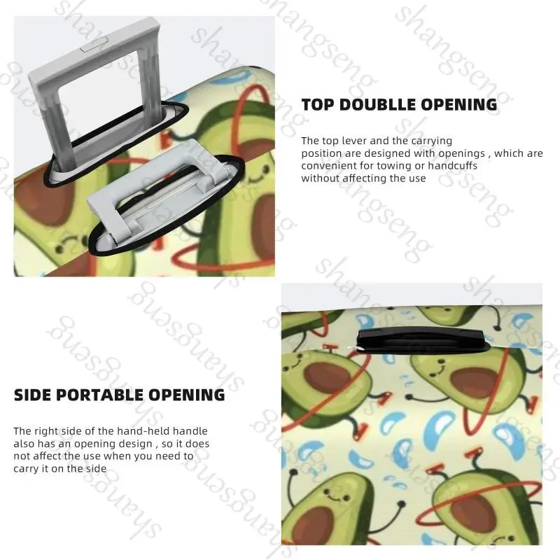 حقيبة واقية للسفر من فاكهة الأفوكادو الكرتونية، غطاء حقيبة، حماية مرنة، غطاء أمتعة قابل للغسل، 18-32 بوصة #4