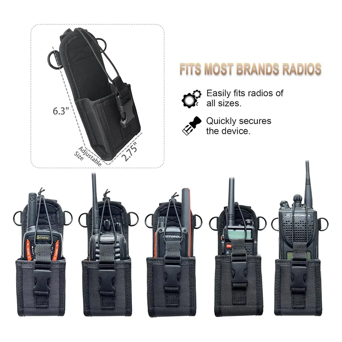 Radio Strap for Small & Medium Radios, Adjustable Widened Shoulder Strap with 300cm Reflective Strips & Anti-Sway Design