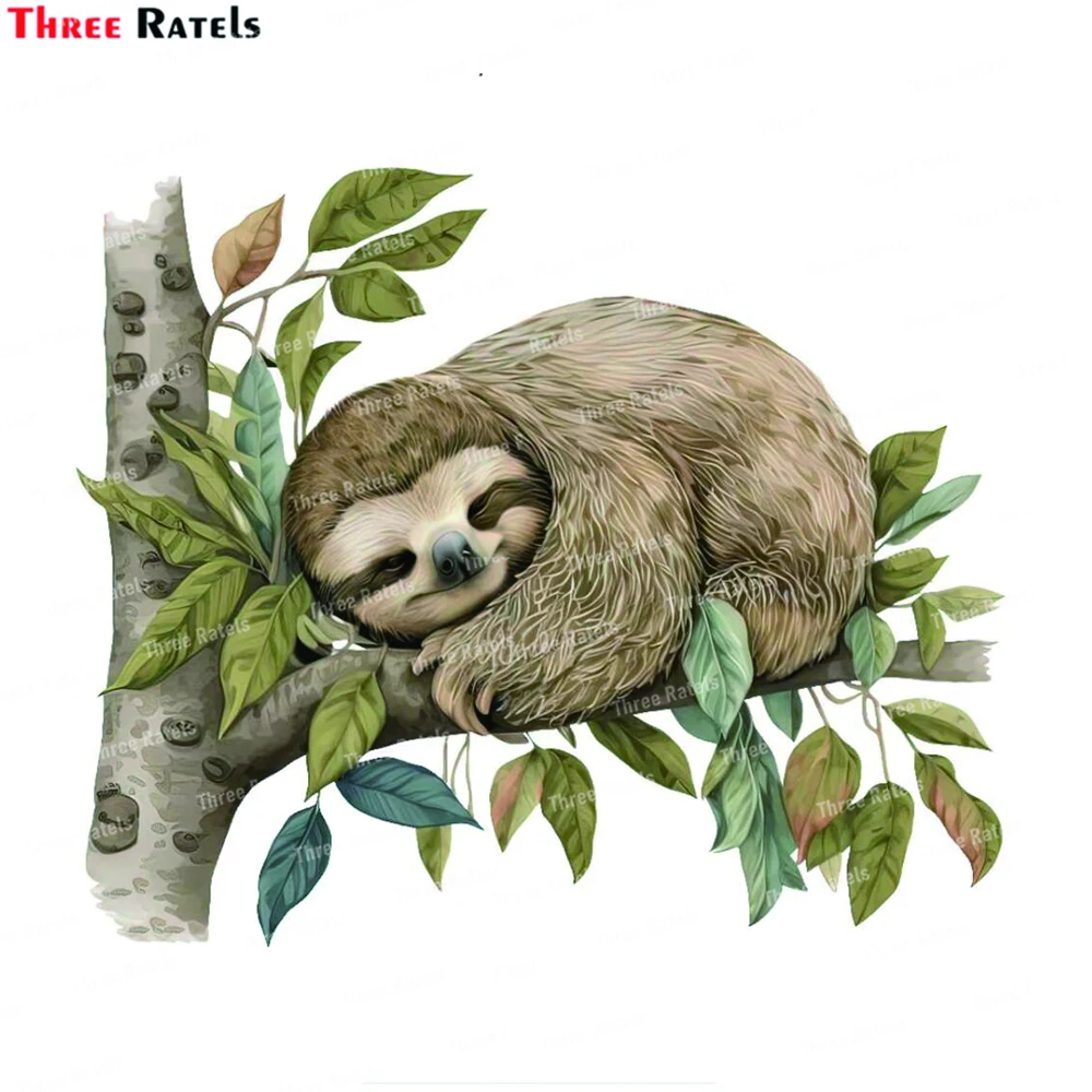 Three Ratels K893 Boho Sloth Floral  Wall Sticker for Kids Room Nursery Baby Girls Room Mural Art Decals Animal stickers