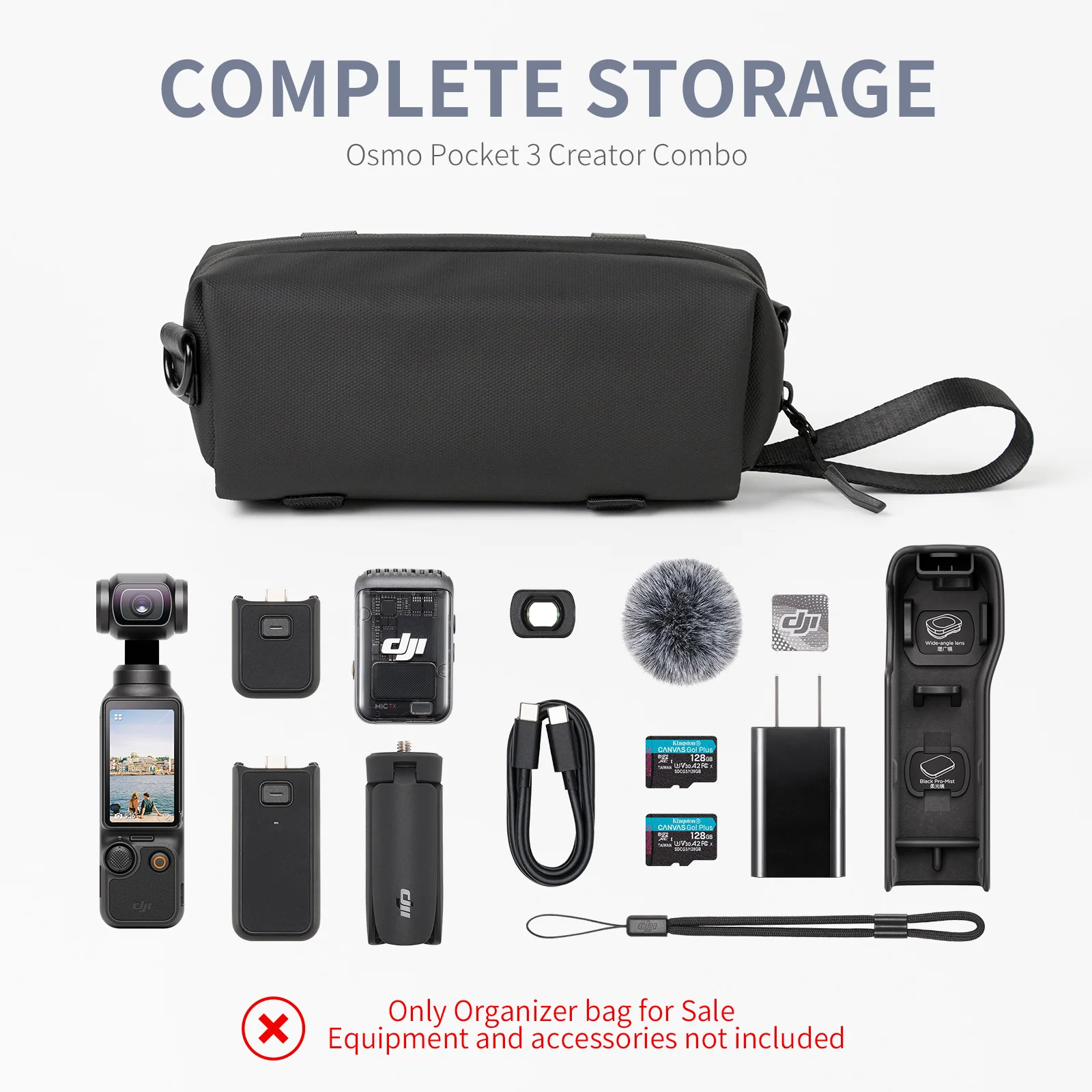 Portable Carrying Case for DJI Osmo Pocket 3/4 Multilayer Protective Storage Bag with Accessories Compartment