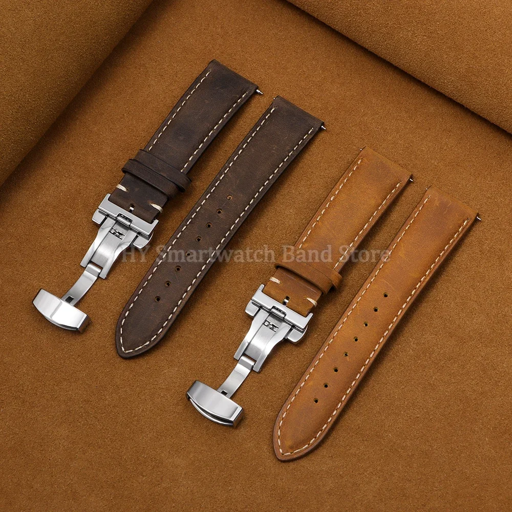 14 مللي متر 16 مللي متر 18 مللي متر 20 مللي متر 22 مللي متر 24 مللي متر جلد البقر حزام ساعة اليد ل رولكس ل Seiko الإفراج السريع المعصم الفرقة فراشة مشبك الجلود سوار
