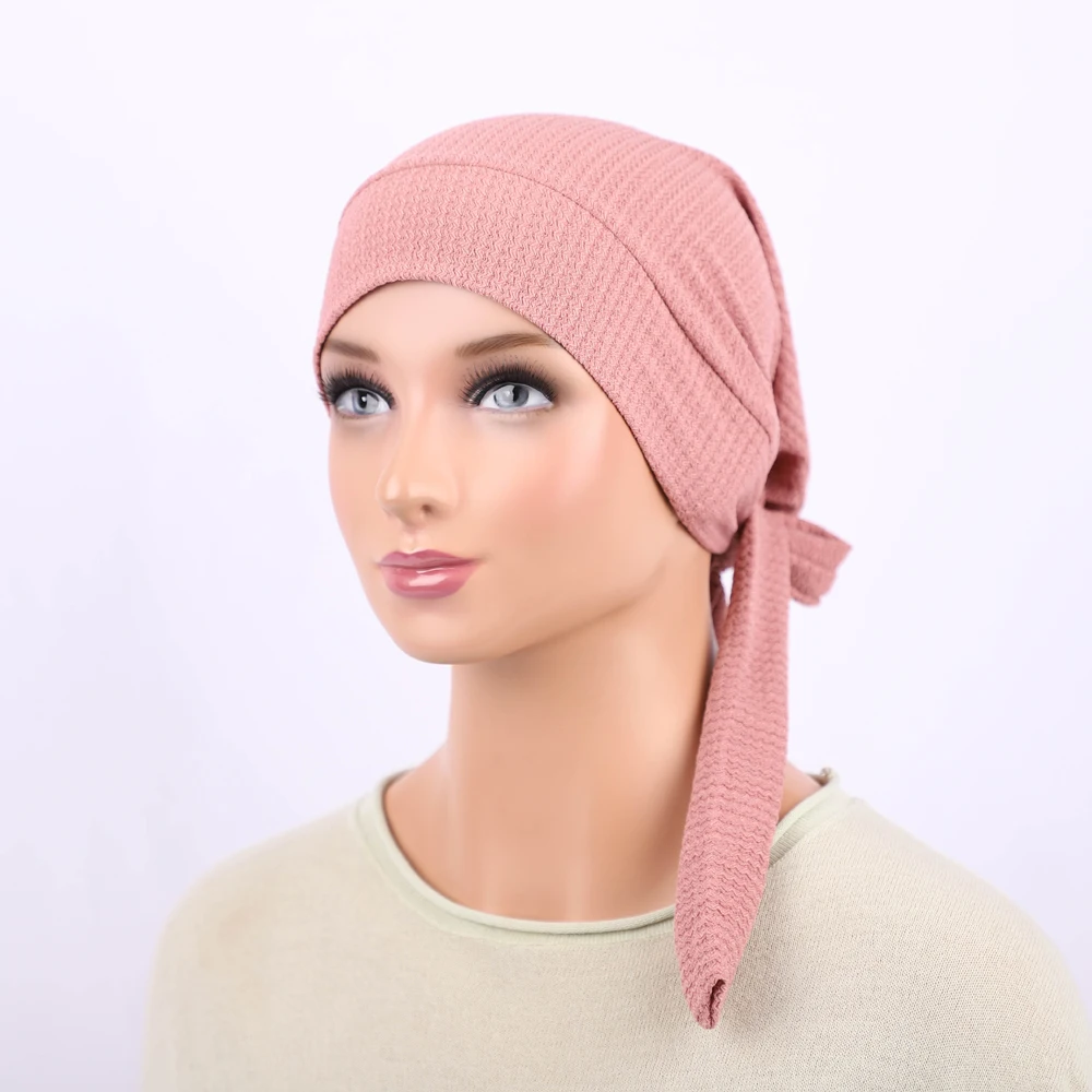 RIMAIRE Muslim Inner Caps for Women Adjustable Solid Islam Turban Hats Tie-Back Closure Undercap Ladies Hair Cover Cap Wholesale