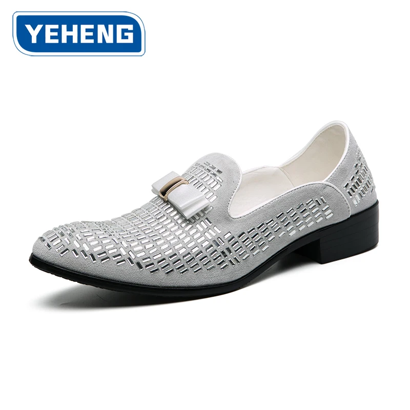 

Роскошные мужские вечерние туфли со стразами, деловая кожаная обувь, дизайнерские мужские серебряные повседневные туфли для выпускного вечера, свадебной вечеринки