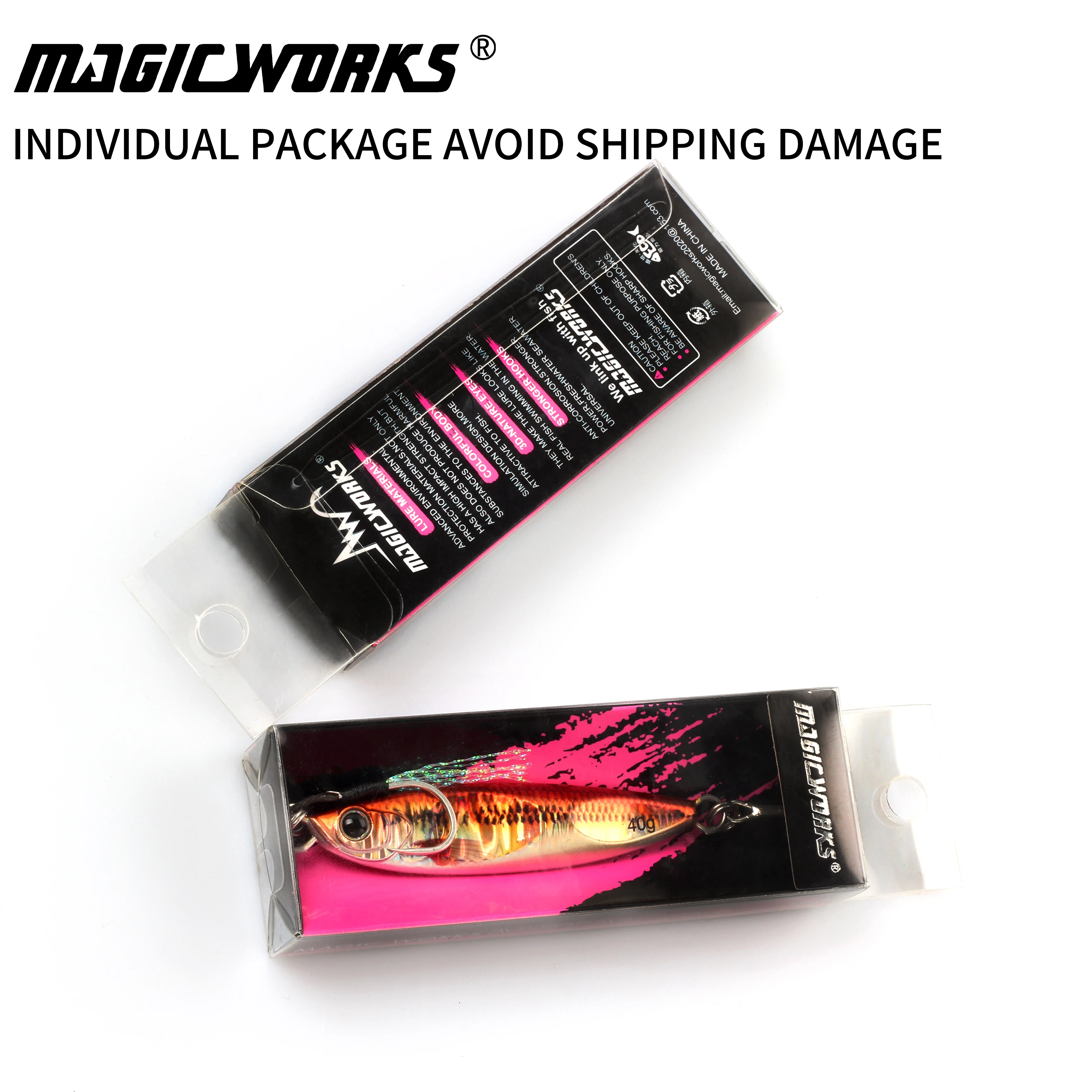 MAGIC WORKS Metal Jig 20G/30G/40G/60G Shore Slowing Jig Fish Hard Sea Bass Fishing Lure Treble Hooks  Artificial Bait 1Pcs