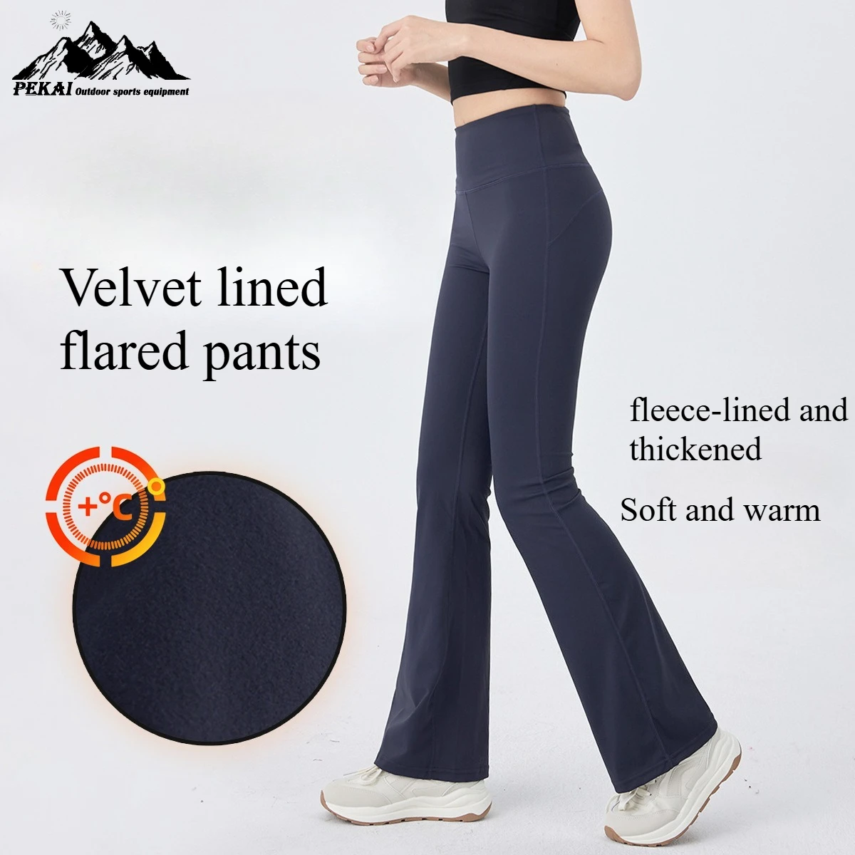 

Autumn Winter Warm Flared Pants with Fleece High Waist Hip Lifting Micro Flared Pants for Women Look Slim Nude Sports Yoga Pants