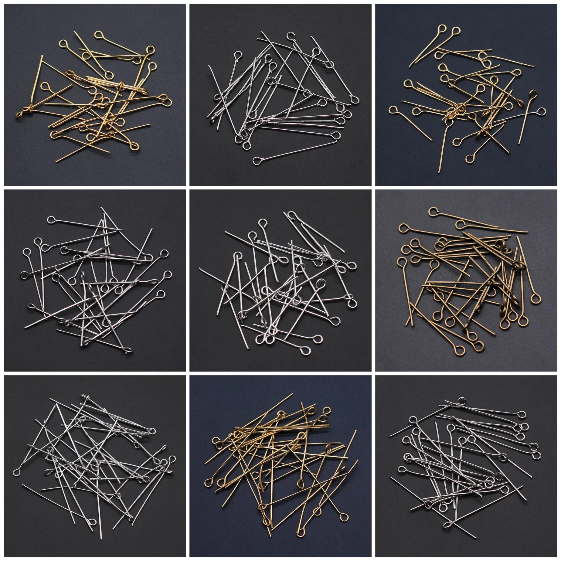 9 Eye Head Pins Jewelry Findings For DIY Bracelet Necklace Making Supplies