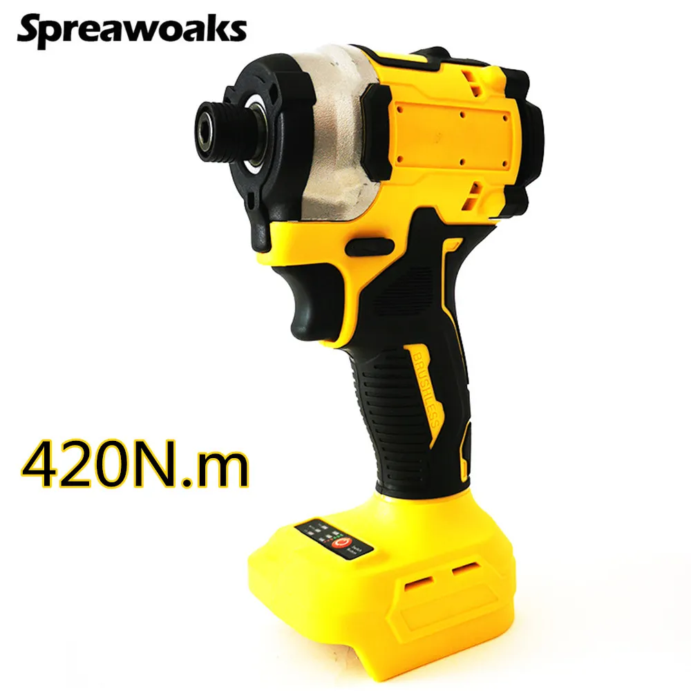 

420N.m Brushless Impact Driver Cordless Electric Screwdriver Drill 4-Speed 1/4-Inch Hex 3-LED Light For Makita 18v Battery