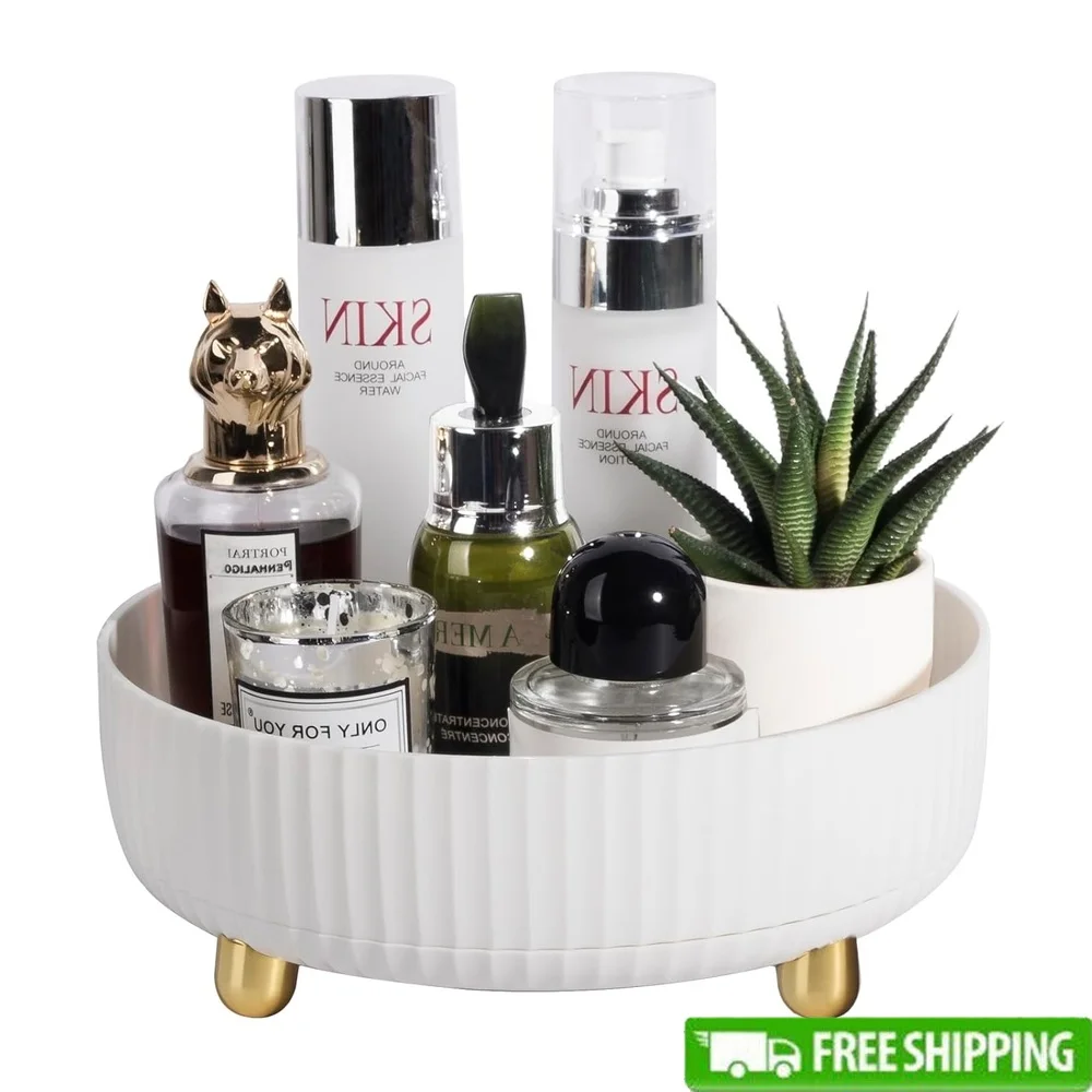 

Makeup Organizer Tray Rotating Lazy Susan Skincare Cosmetics Storage Vanity Dresser Spinning Holder Easy Access Gift Women