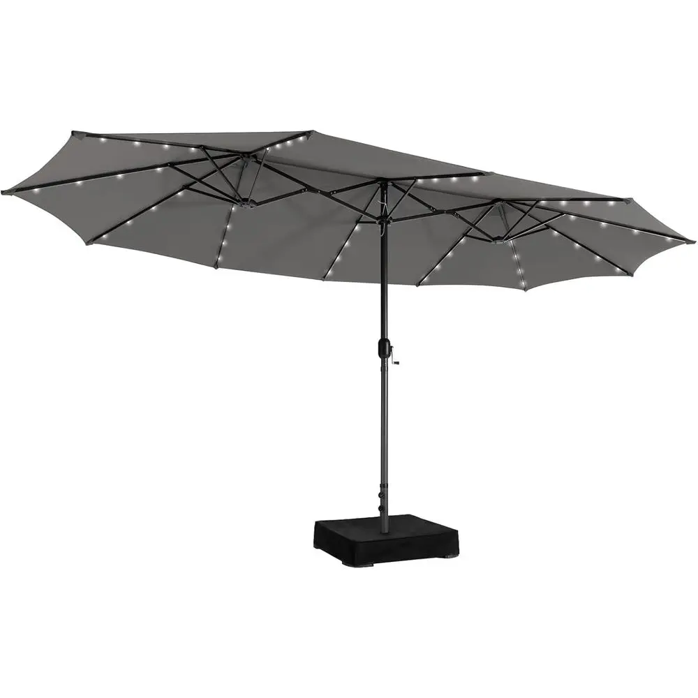 

Extra Large Outdoor Patio Umbrella with Double-Sided Canopy, 48 LED Lights, Solar Charging, Crank Lift, and Heavy-Duty Base