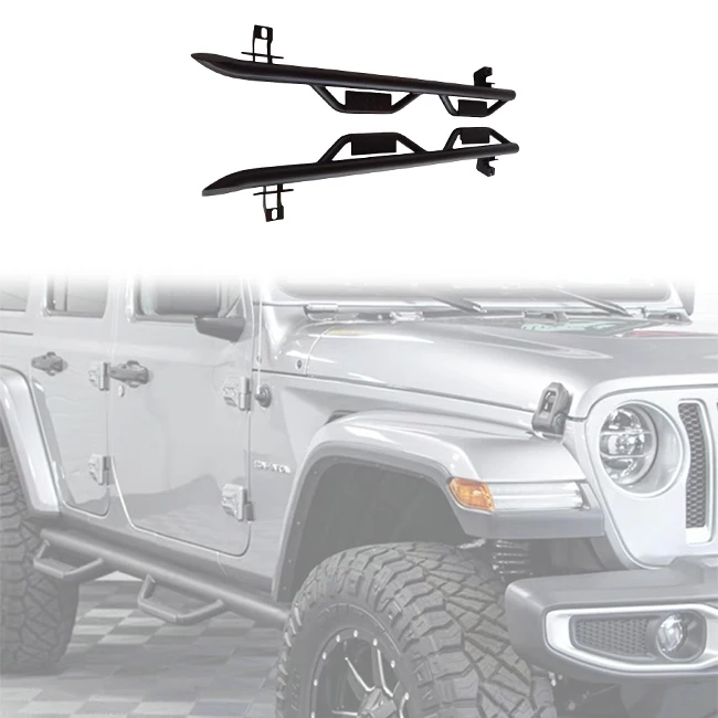 4x4 2/4 Door Steel Pedal Side Running Board Step Luxury Car Accessory Jeep Wrangler JL 2018+ Offroad-Black Easy