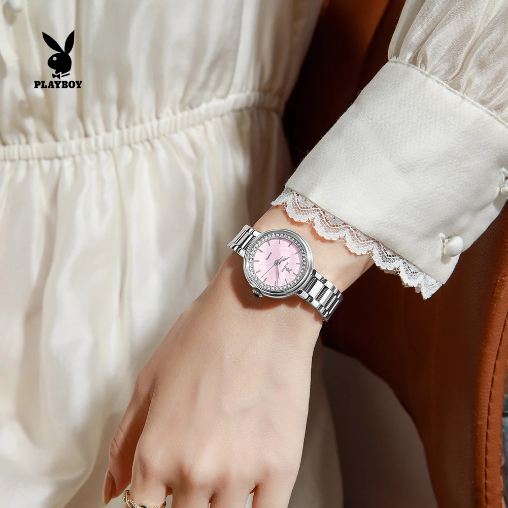PLAYBOY 3536 Women Original Quartz Movement Watch Brand Small Round Dial 30m Waterproof Elegance Brand Watch For Women
