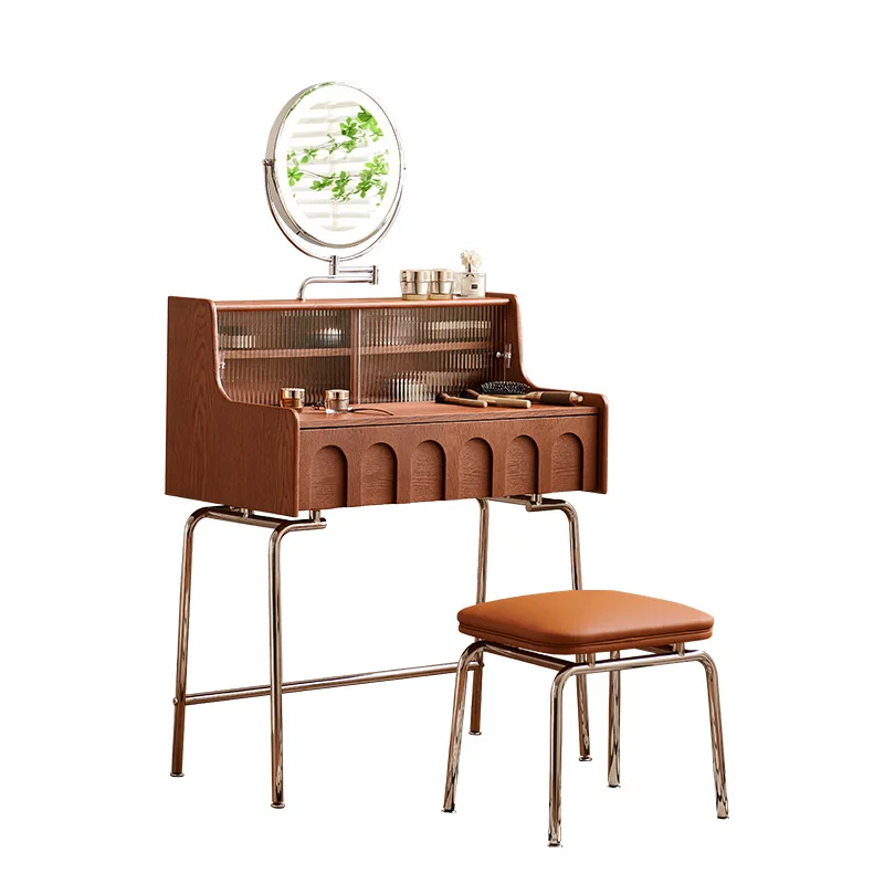 

Medieval dresser small apartment bedroom glass retro makeup table Bauhaus with