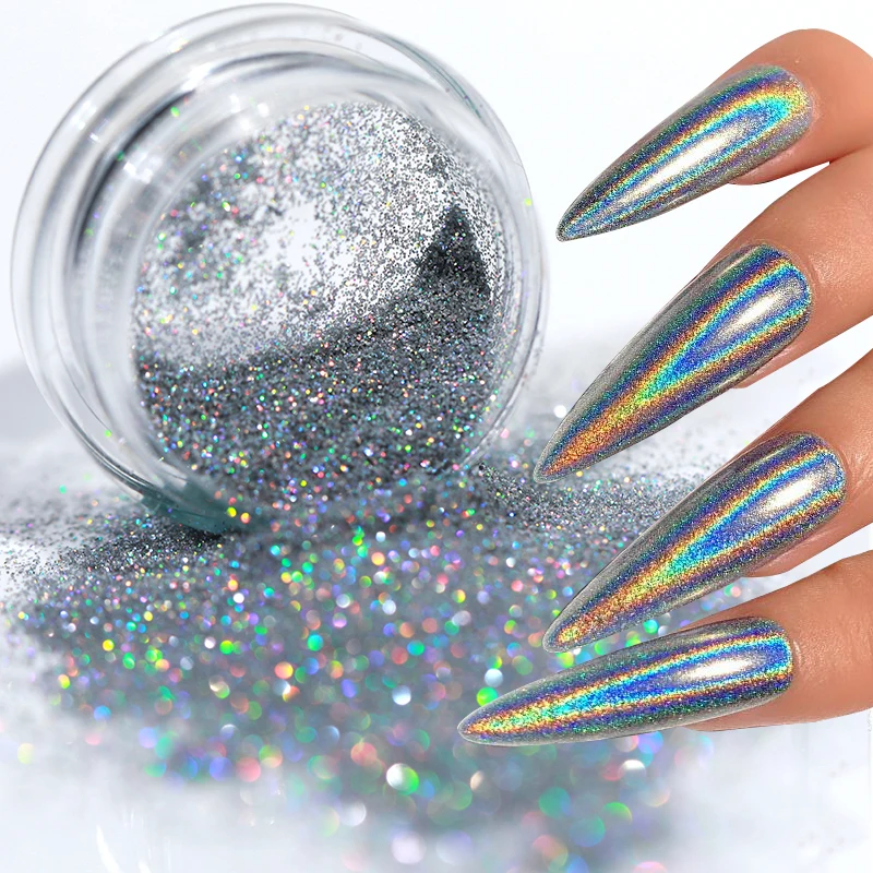 1Box  Rubbing Nail Powder Silver Grey Dust Chrome Powder Mirror Pigment Glitter UV Gel Polish Nail Art Decoration DIY