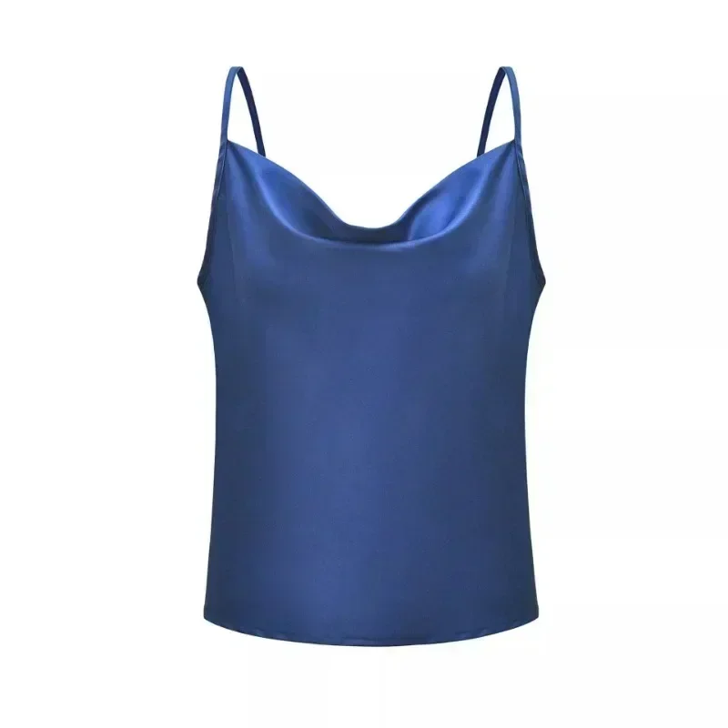 Women's S-3XL Size New summer women's solid color suspender vest with silk chiffon shirt top tank top women  Sexy & Club