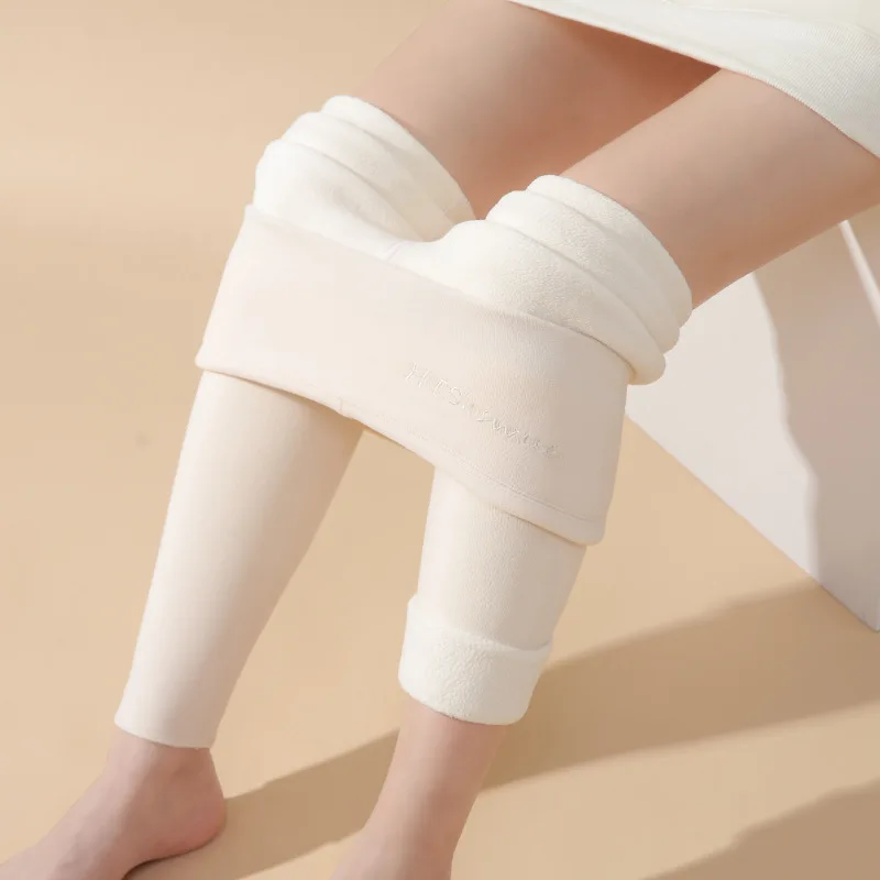 Hohe Taille Verdickte Hosen Frauen Mode Brief Drucken Fleece Gefüttert Warme Leggings Frau Winter Hohe Spandex Weiche Leggings Dame