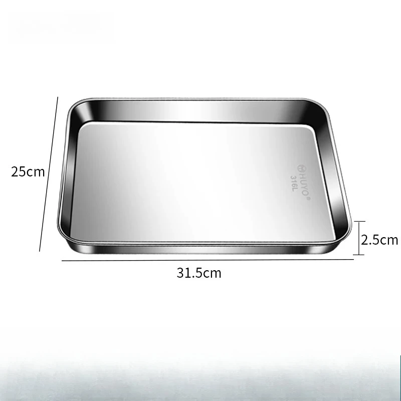 LH stainless steel rectangular oven tray barbecue fish plate commercial large vegetable plate
