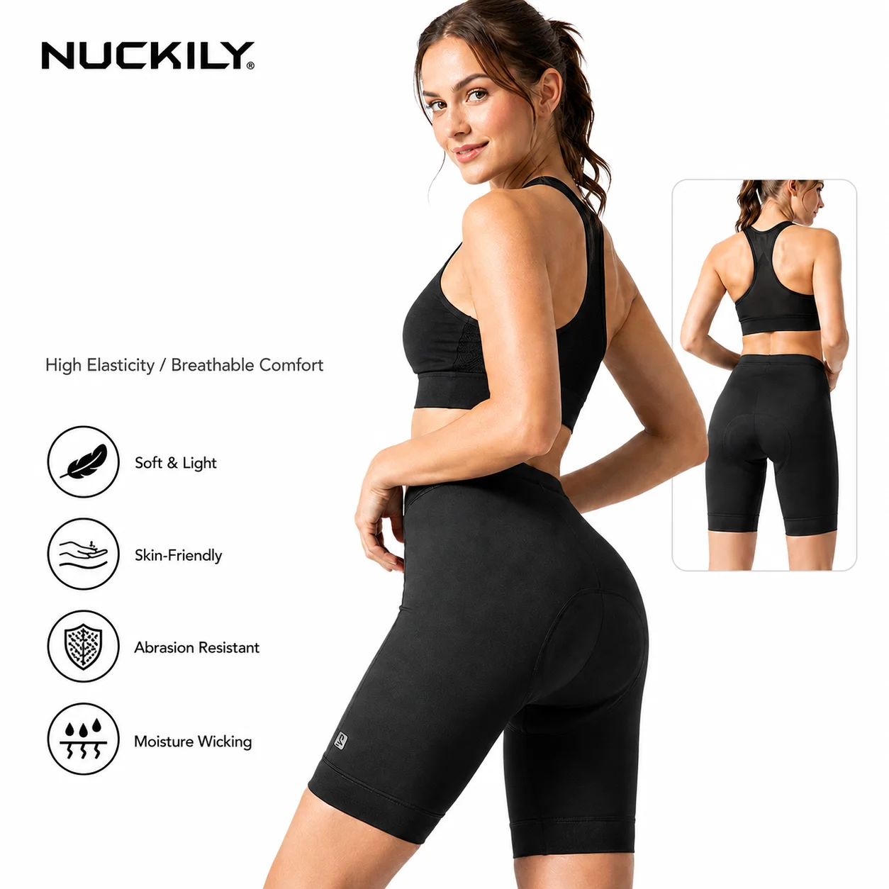 

NUCKILY Women Cycling Shorts Padded Bike Short 3D Gel Pad High Waist Breathable Stretch Anti Slip Road MTB Bicycle Tights Shorts
