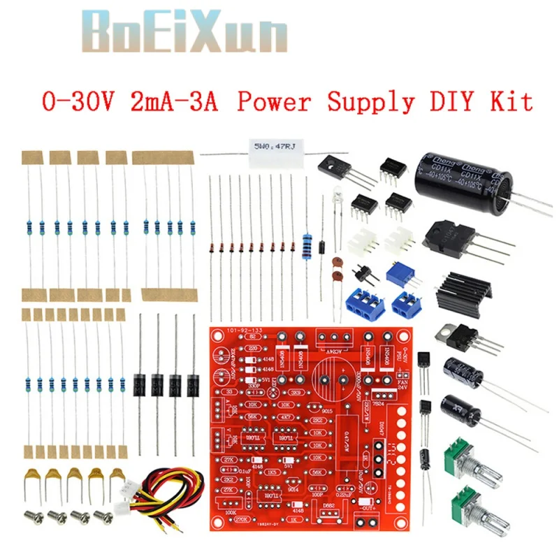 

DC Regulated Power Supply DIY Kit 0-30V 2mA-3A Continuously Adjustable Current Limiting Protection Voltage Regulator Set