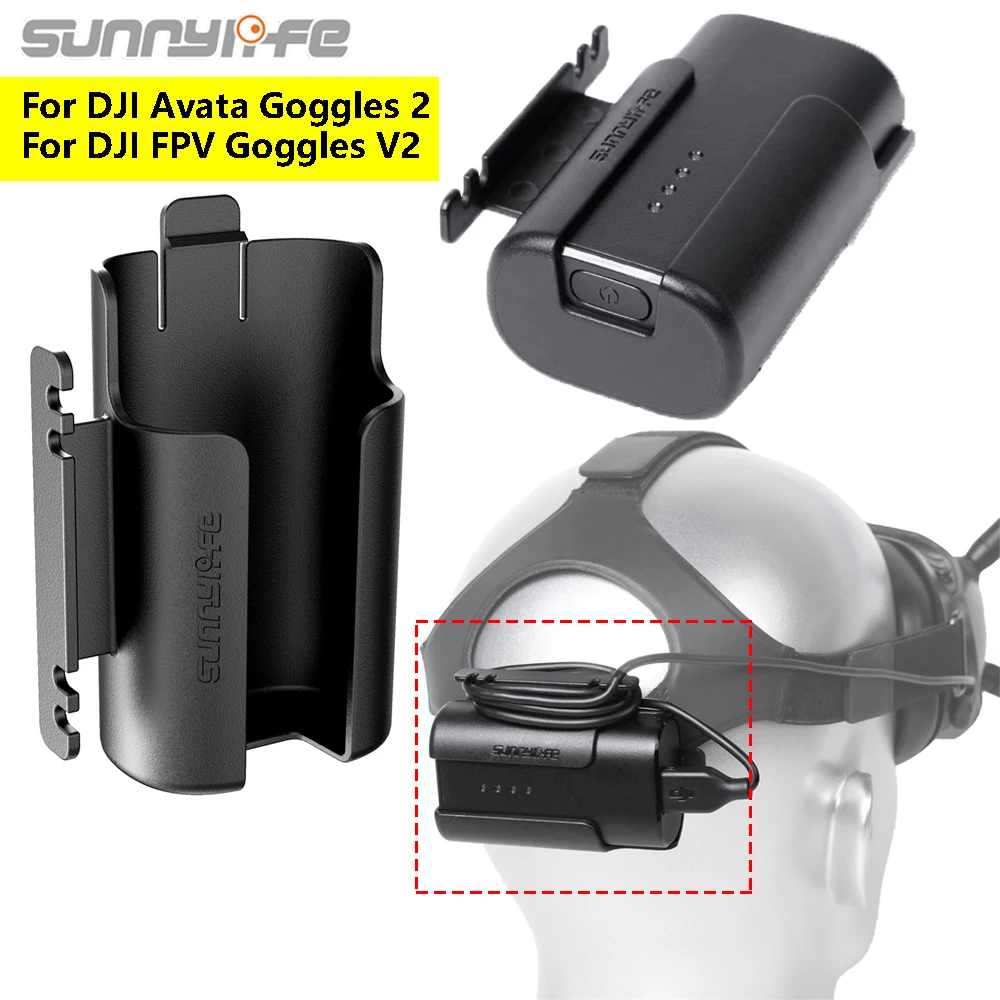

Sunnylife Back Clip Battery Holder Headband Battery Storage Case For DJI Avata FPV Goggles V2/2 Mount Flying Glasses Accessories