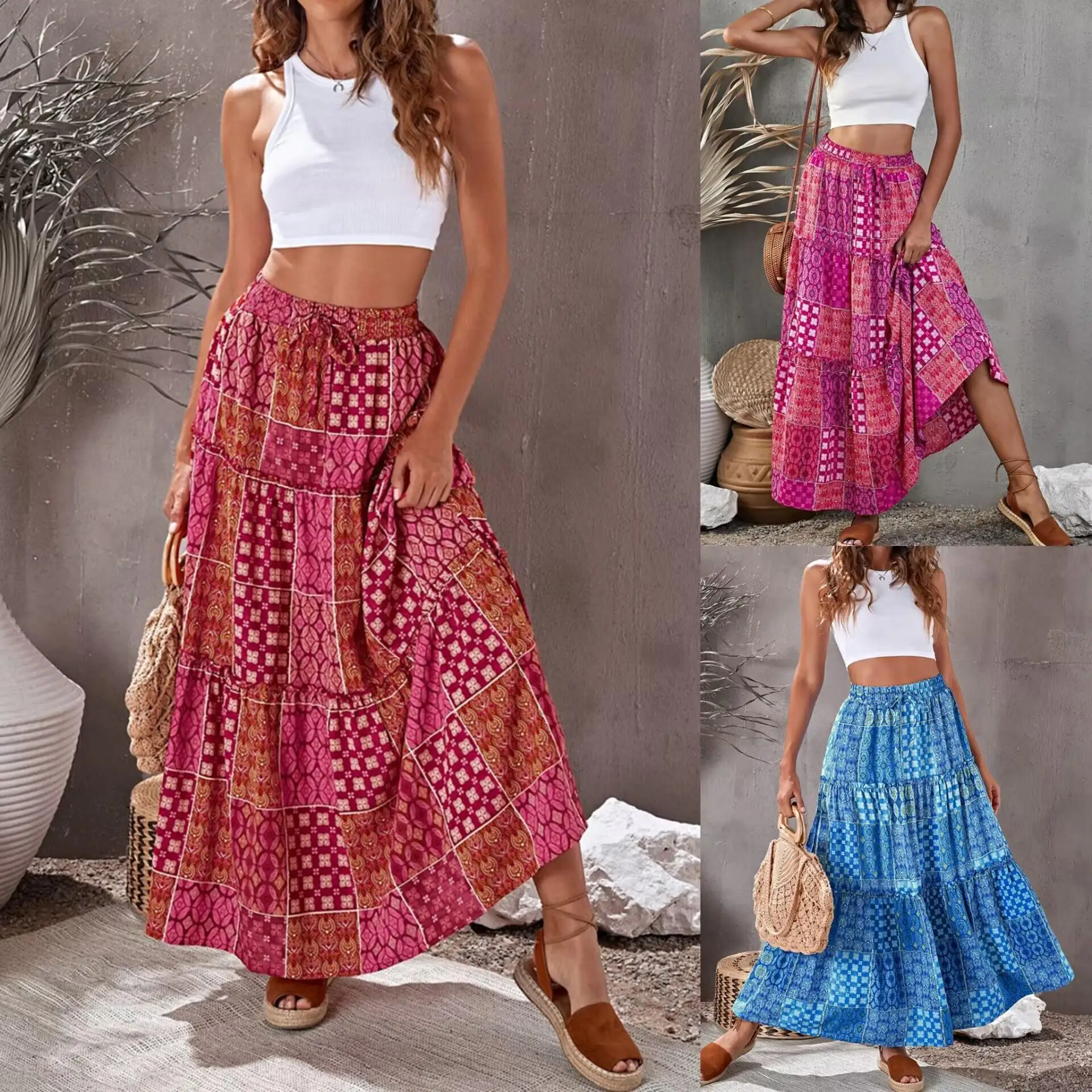 

Женская юбка миди с принтом, расклешенная, длинная, А-силуэт, со средней талией, из других тканей, из других материалов, с рукавами «летучая мышь»