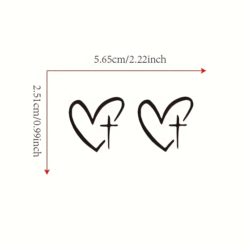 2Pcs Heart Cross Religious Vinyl Stickers Cute Decor Decal for Car Mirror Makeup Mirror Christian Birthday Gift Supplies