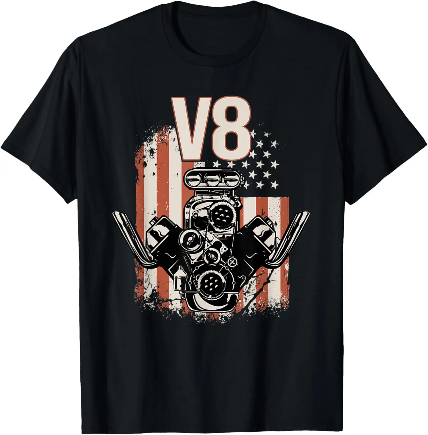 

Флаг США V8 American Muscle Car — футболка Engine V8