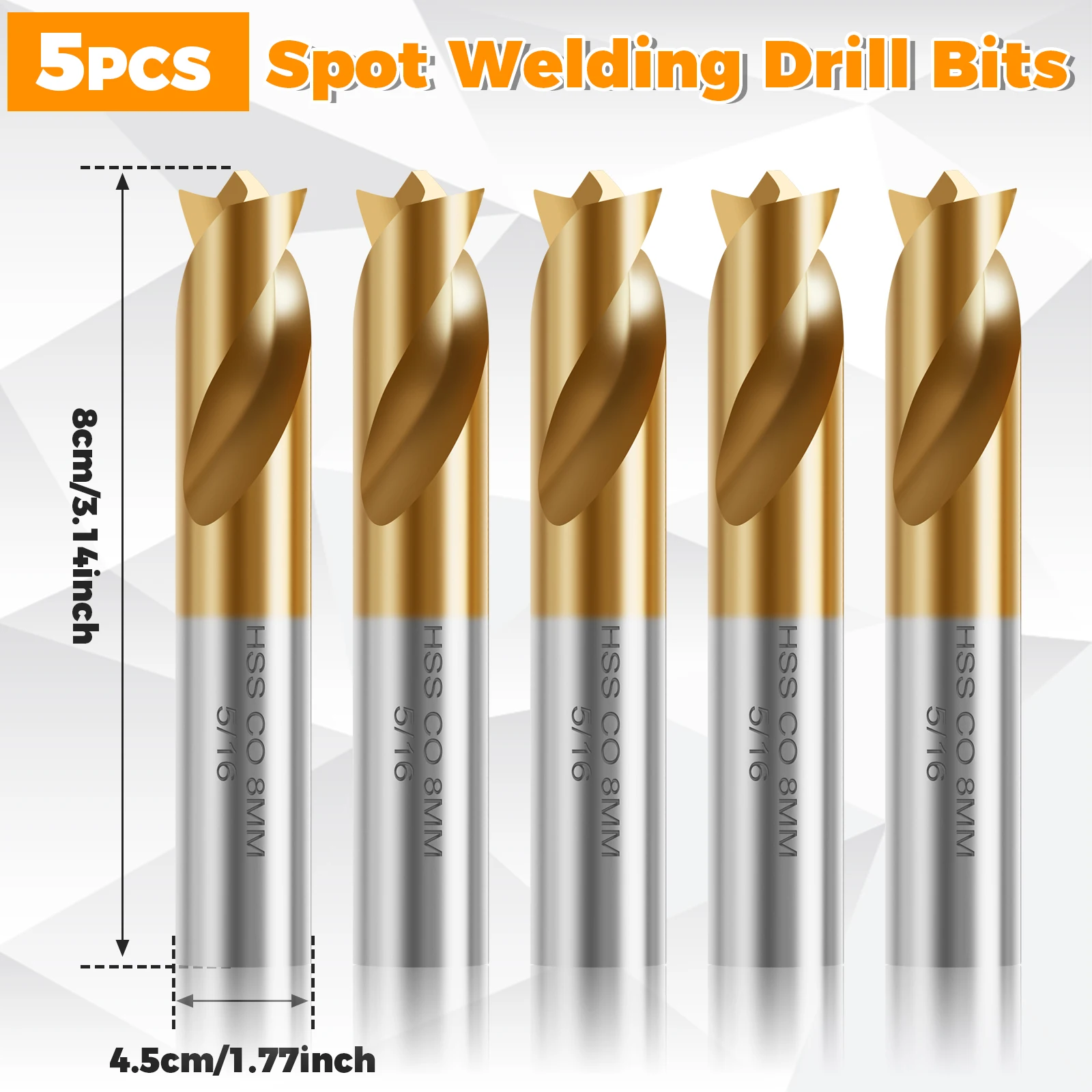 5 Pcs Spot Weld Drill Bit Set High Speed Steel Spot Weld Cutter Easy to Use Drill Bit Set for Car Maintenance Steel Aluminum