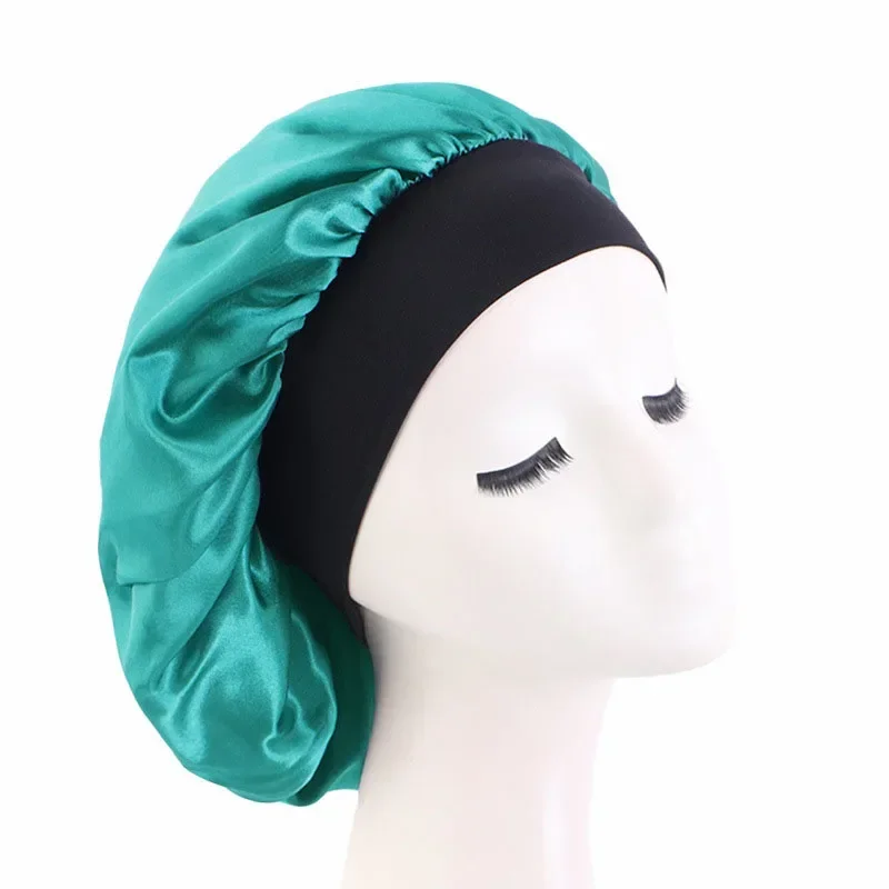 

New Women Silky Satin Solid Color Sleeping Hat Night Sleep Cap Hair Care Bonnet Nightcap Chemo Cap Turban Elastic Band Headcover