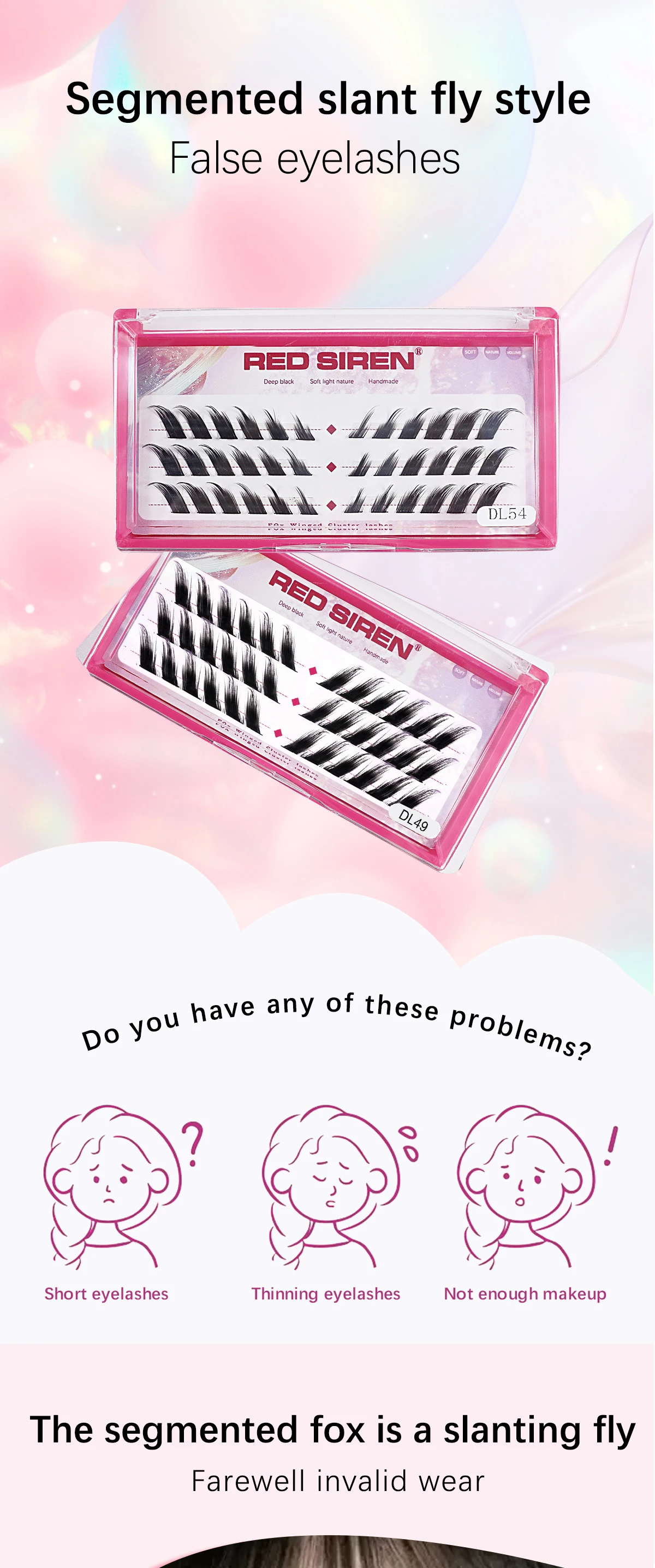 Fox Eye DIY Lash Clusters Korean Makeup Wholesale Winged Cat Eye DIY Cluster Lashes 2024 New Individual Eyelash