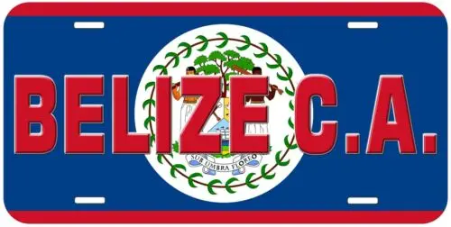 Belize Flag with Country Name Novelty Car Tag License Plate Aluminum