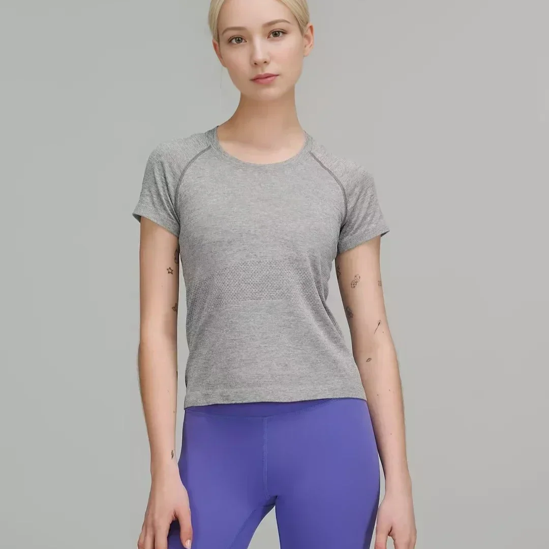 

Lemon Women Swiftly Tech Short Version Sports Short Sleeve Shirt Quick Dry Breathable High Elastic Yoga Fitness Running Top