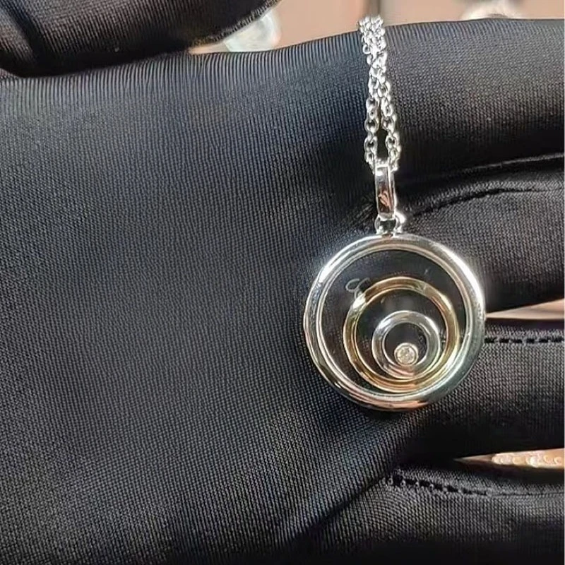 MXK 2025 Circle Pendant Diamond Necklace for Women | K18 Gold Plated Elegant Jewelry Gift | Anniversary Valentine Gift for Her