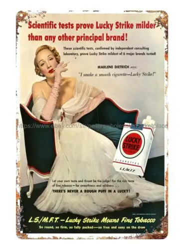 cigarette ads 1950  Marlene Dietrich tin sign home decor