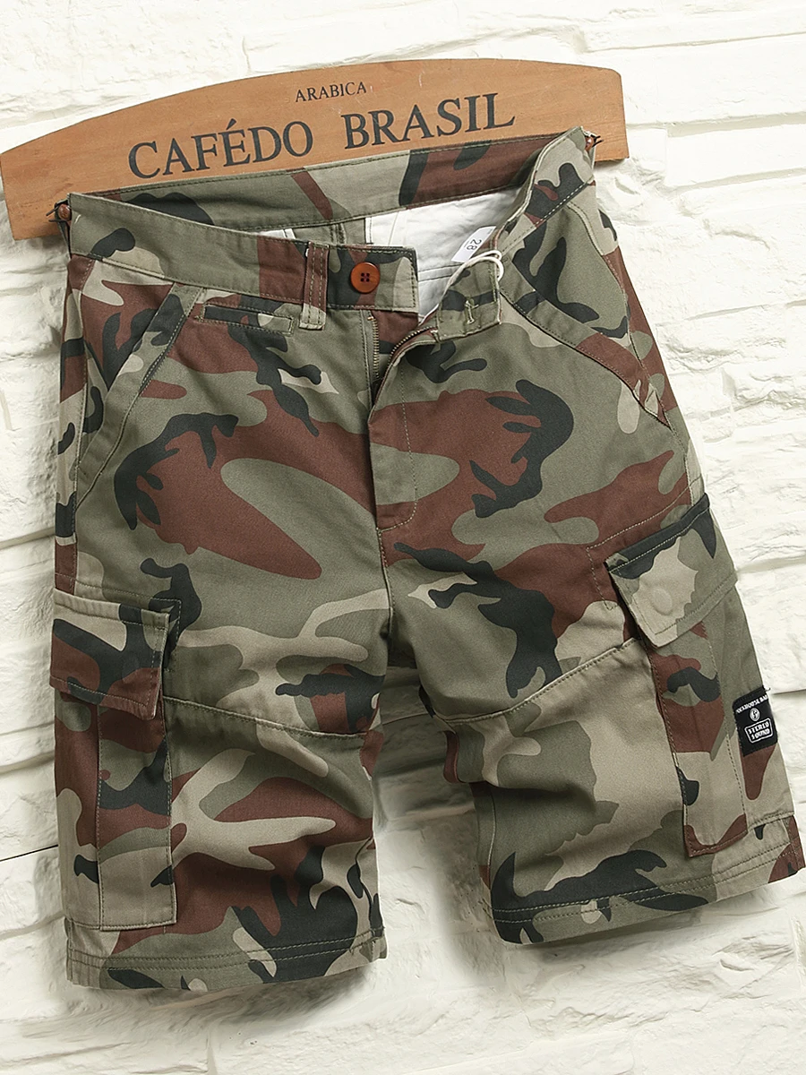 

2025 Men's Summer Thi American Retro Workwear orts Casual Mid-Pants Elastic f-Length Trendy Brand Five-Point orts