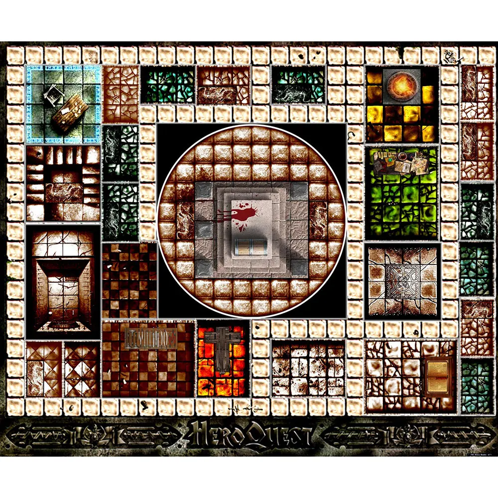 

Custom Big Playmat HeroQuest with Stitched Edges (Locked Edges Big Mousepad) Natural Rubber Board Games Pad 815x650mmCM