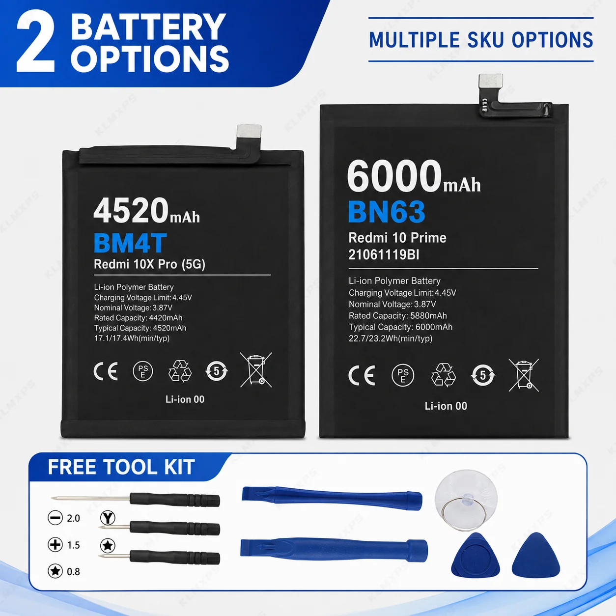 Replacement Phone Battery BN63 BM4T for Xiaomi Redmi 10 10 Prime 10X Pro 5G with Tools Mobile Battery Repair Part
