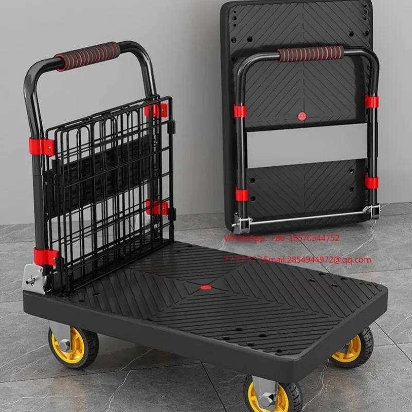 

LL Fence Планшетная тележка Складная бесшумная тележка Бытовая тележка для обработки четырехколесного небольшого прицепа Маленькая тяговая тележка