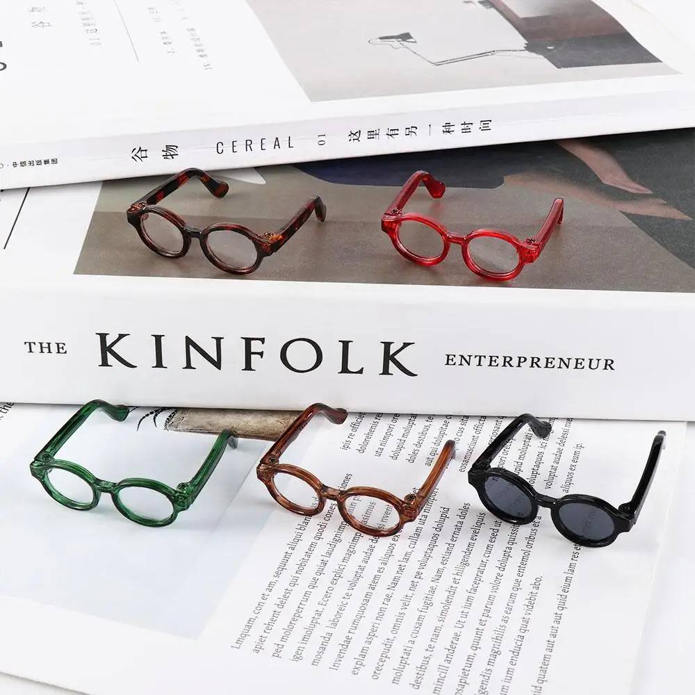 4.5cm Candy Color Doll Mini Glasses Round Frame Glasses Doll Accessory Clear Lens Doll Eyeglasses Lovely Kids Toy Doll Ornament