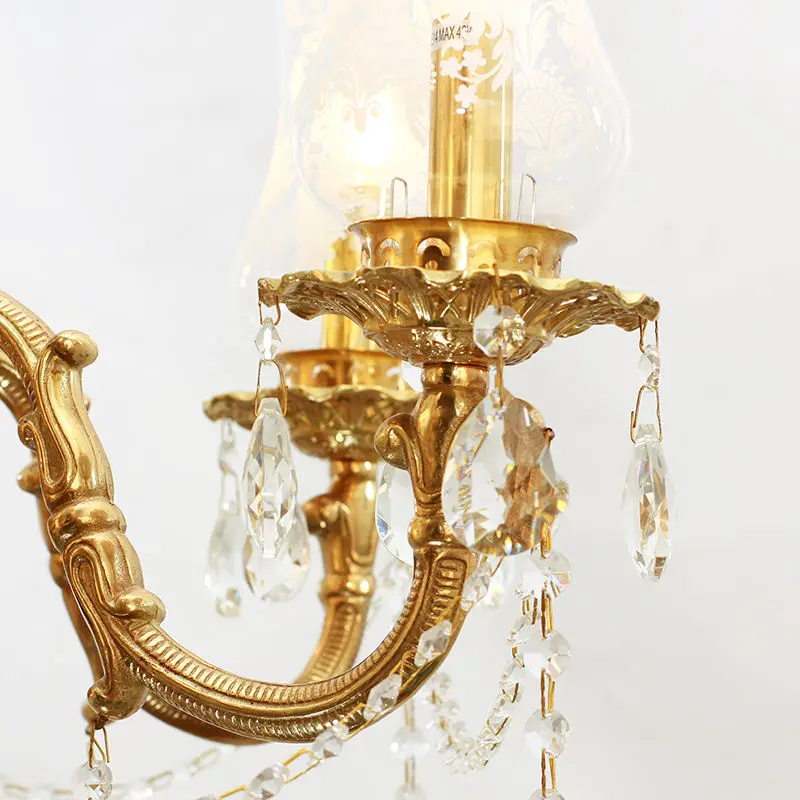 Französische Villa Wohnzimmer Esszimmer Pendelleuchte Bronze Luxus Messing Antik Reproduktion Kronleuchter