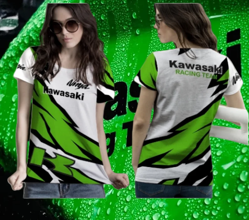 

Авторизованная мотоциклетная футболка Kawasaki для спорта на открытом воздухе, быстросохнущая, впитывающая пот, удобная летняя, хит продаж, 3D-печать