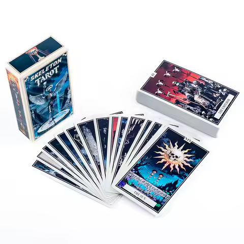 78Pcs Gothic Skeleton Tarot Cards - Dark Fantasy Skull &amp; Bone Theme Divination Deck 10.3*6cm